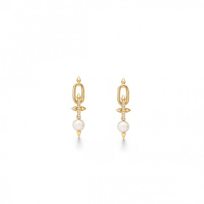 TIFFANY TITAN BY PHARRELL WILLIAMSPEARL EARRINGS IN YELLOW GOLD WITH DIAMONDS 73122198